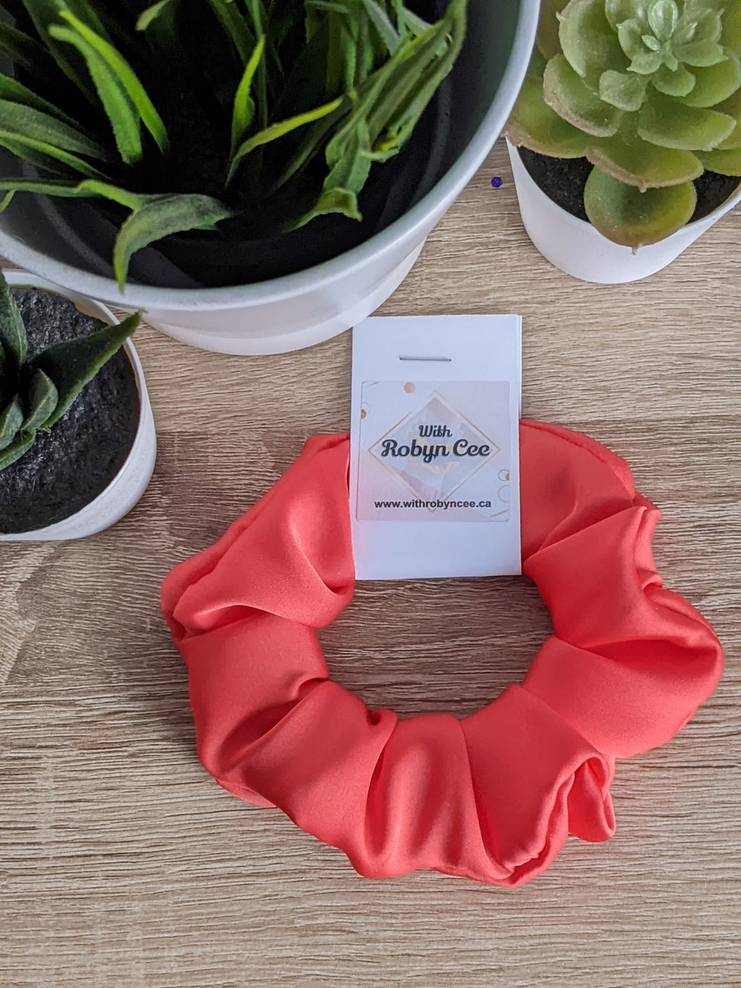 Peach Pink Satin Scrunchie (Large)