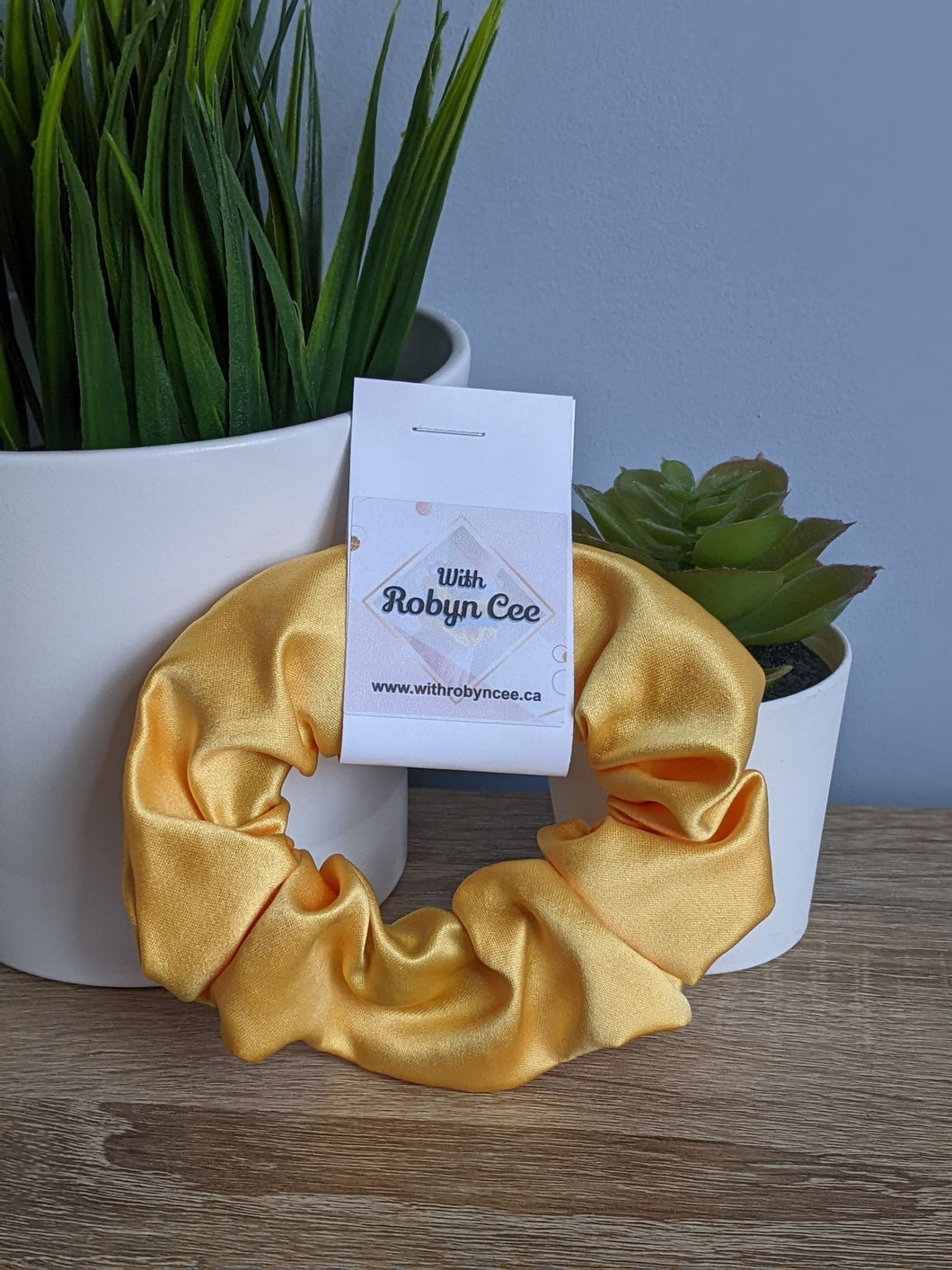 Sunshine Yellow Satin Scrunchie (Large)