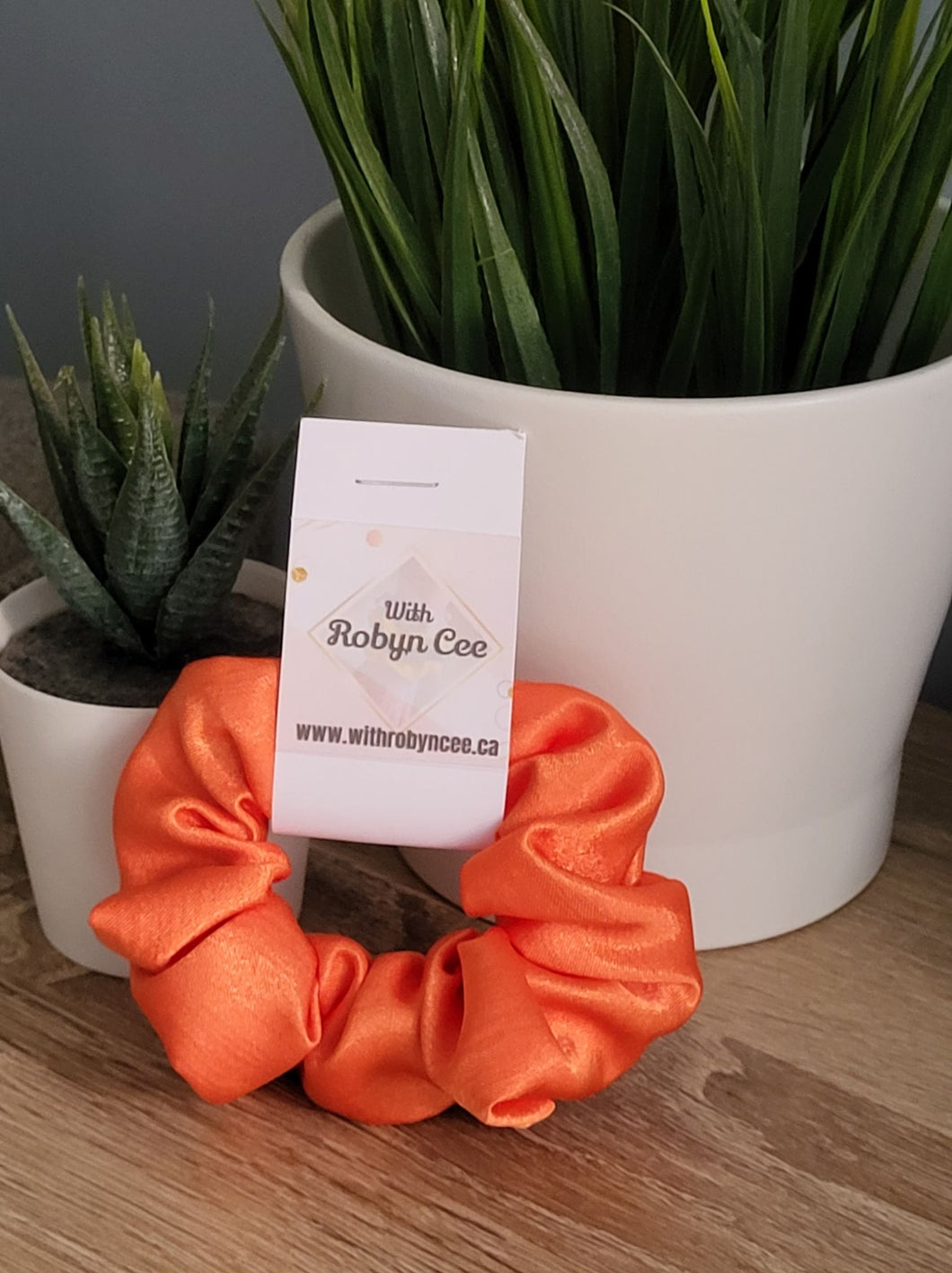 Orange Satin Scrunchie (Small)